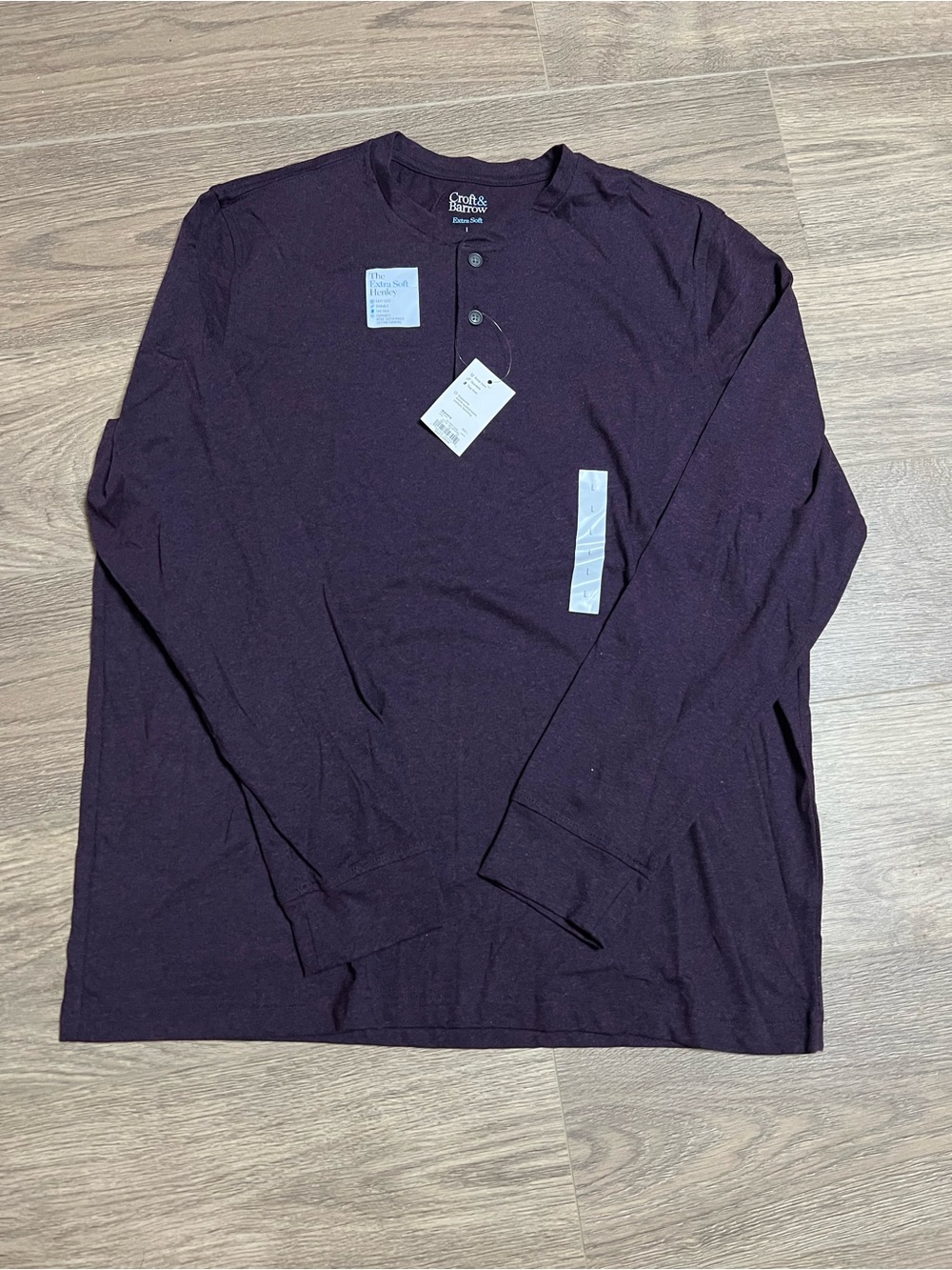 croft & barrow Long-Sleeve Henley Shirt - Plum